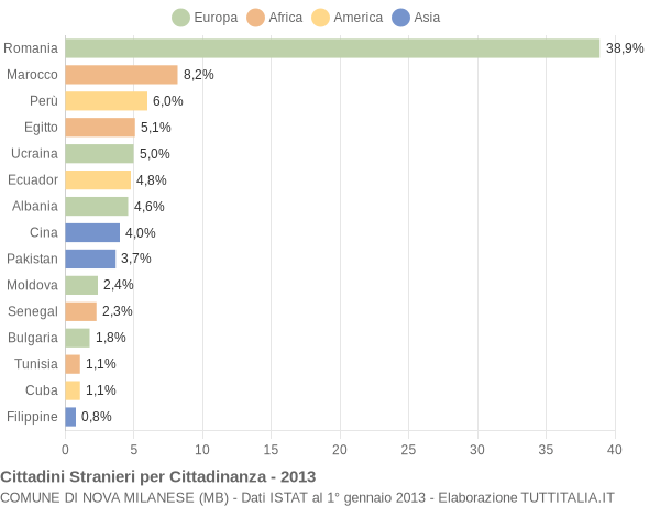 Grafico cittadinanza stranieri - Nova Milanese 2013