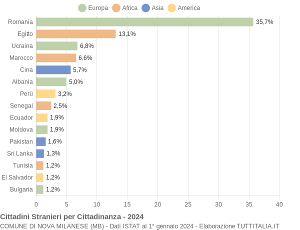 Grafico cittadinanza stranieri - Nova Milanese 2024