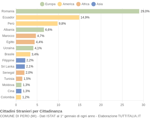 Grafico cittadinanza stranieri - Pero 2009