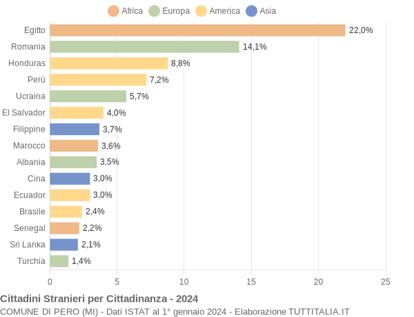 Grafico cittadinanza stranieri - Pero 2024