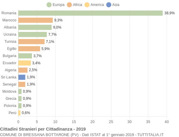 Grafico cittadinanza stranieri - Bressana Bottarone 2019