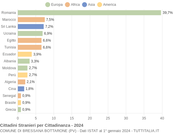 Grafico cittadinanza stranieri - Bressana Bottarone 2024