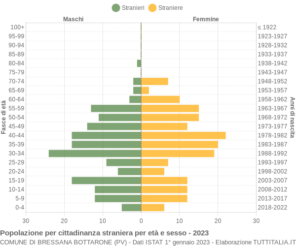 Grafico cittadini stranieri - Bressana Bottarone 2023