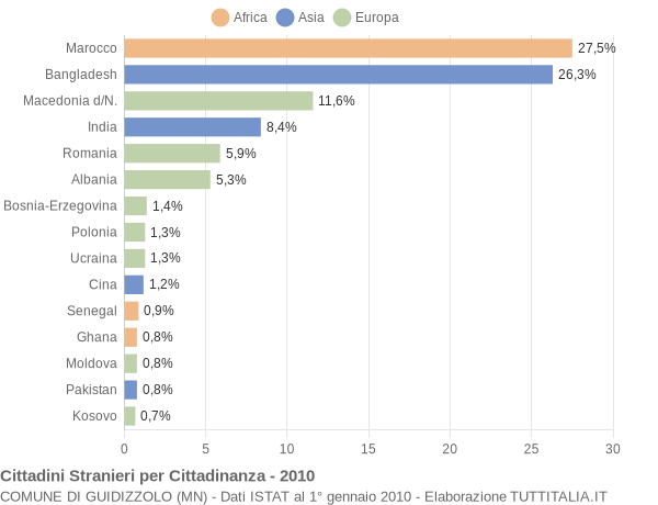 Grafico cittadinanza stranieri - Guidizzolo 2010