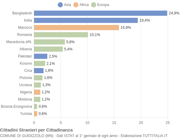 Grafico cittadinanza stranieri - Guidizzolo 2018