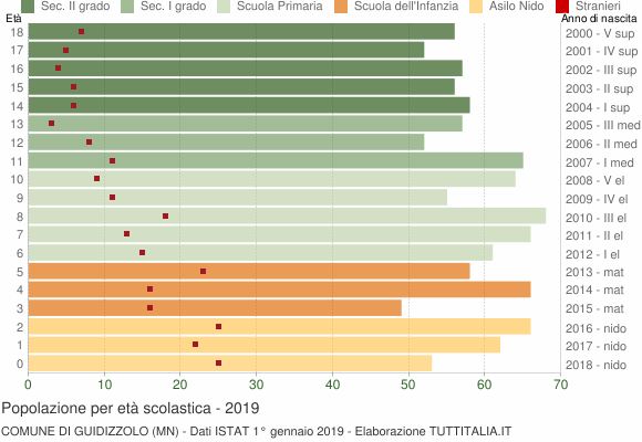 Grafico Popolazione in età scolastica - Guidizzolo 2019