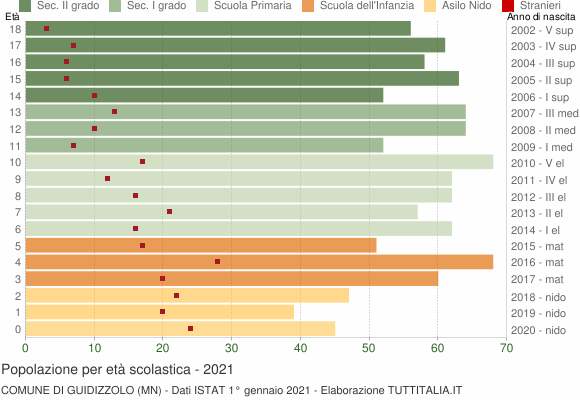 Grafico Popolazione in età scolastica - Guidizzolo 2021