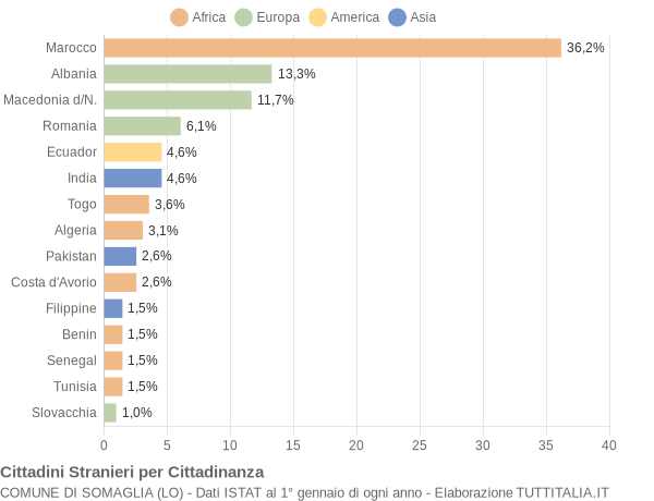 Grafico cittadinanza stranieri - Somaglia 2004