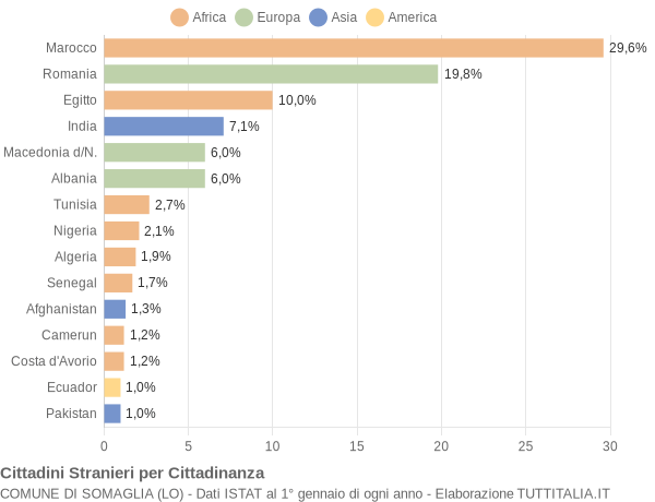 Grafico cittadinanza stranieri - Somaglia 2011