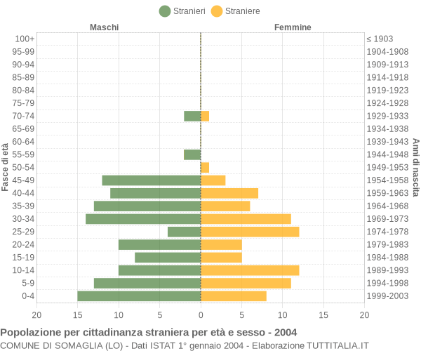 Grafico cittadini stranieri - Somaglia 2004