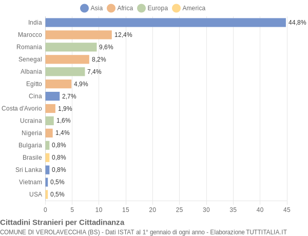 Grafico cittadinanza stranieri - Verolavecchia 2009