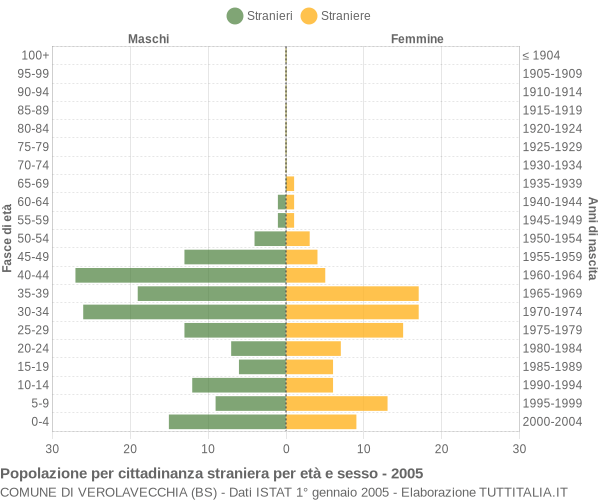 Grafico cittadini stranieri - Verolavecchia 2005