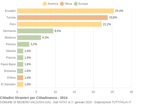 Grafico cittadinanza stranieri - Bedero Valcuvia 2014