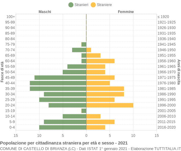 Grafico cittadini stranieri - Castello di Brianza 2021