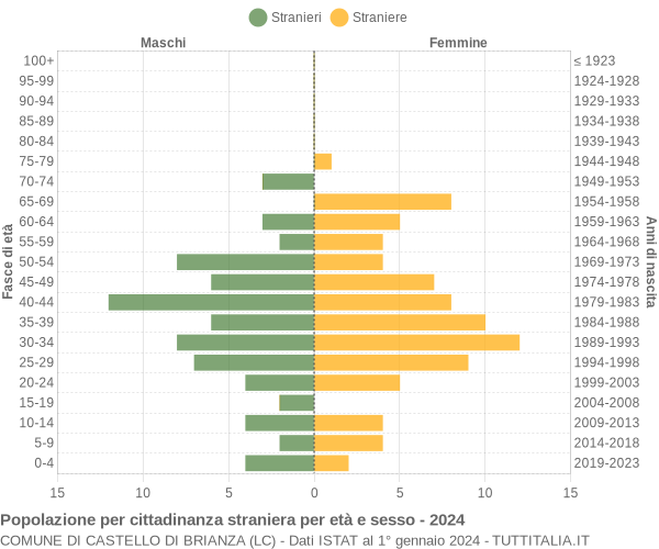 Grafico cittadini stranieri - Castello di Brianza 2024