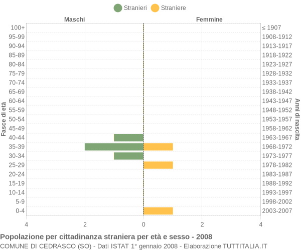 Grafico cittadini stranieri - Cedrasco 2008