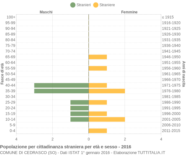 Grafico cittadini stranieri - Cedrasco 2016