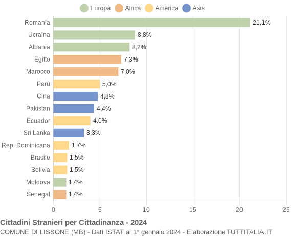 Grafico cittadinanza stranieri - Lissone 2024