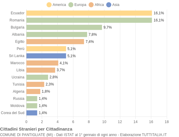 Grafico cittadinanza stranieri - Pantigliate 2005