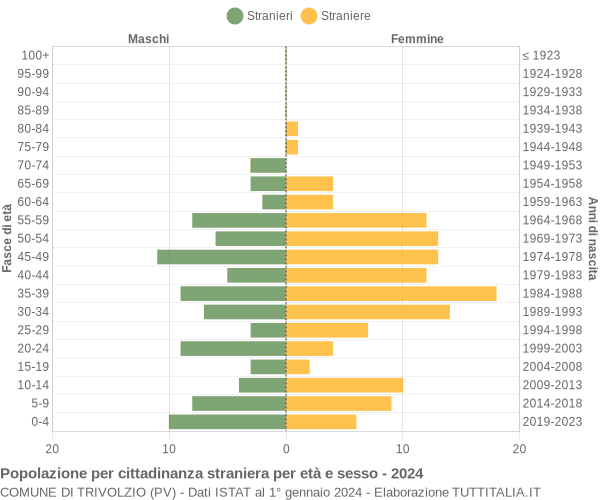 Grafico cittadini stranieri - Trivolzio 2024