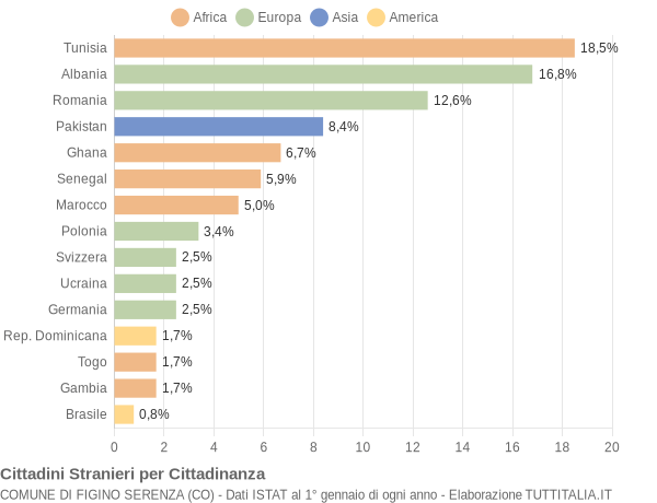 Grafico cittadinanza stranieri - Figino Serenza 2006