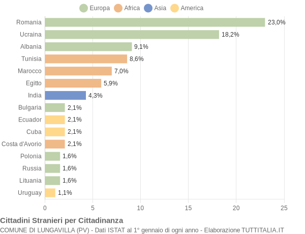 Grafico cittadinanza stranieri - Lungavilla 2011