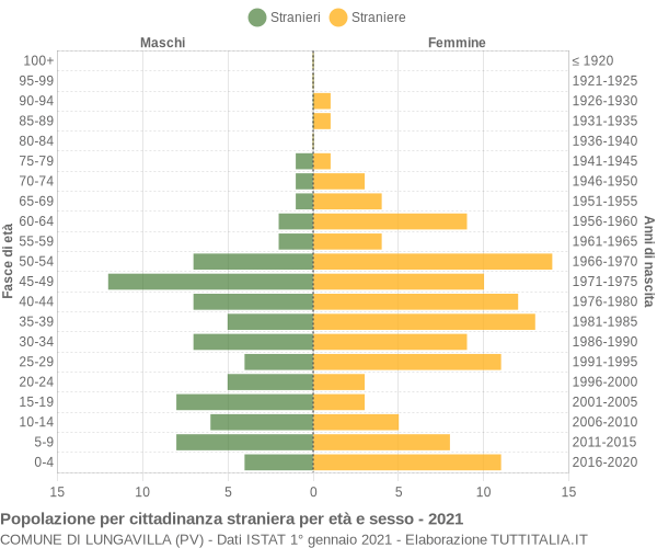 Grafico cittadini stranieri - Lungavilla 2021