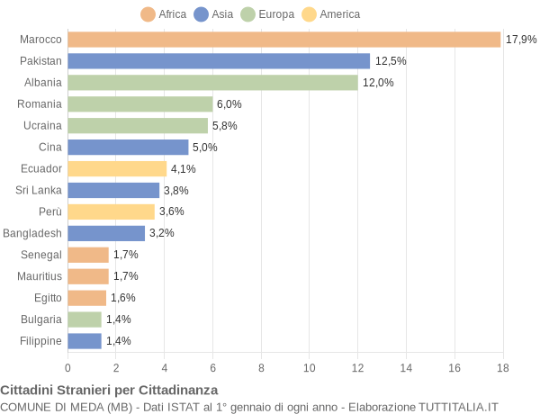 Grafico cittadinanza stranieri - Meda 2006