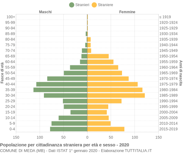 Grafico cittadini stranieri - Meda 2020