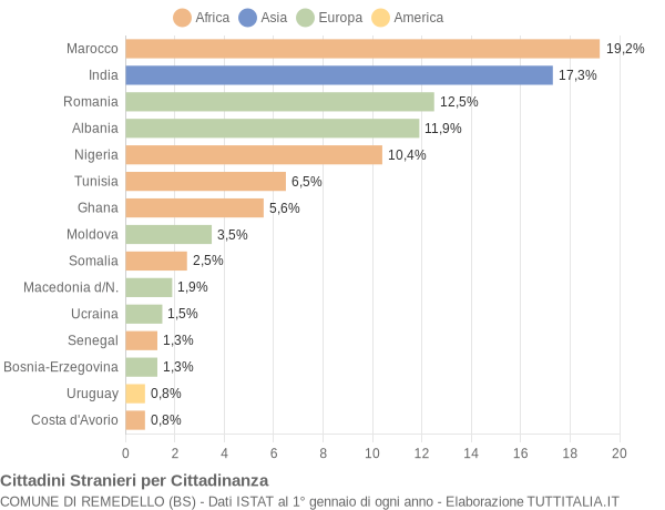 Grafico cittadinanza stranieri - Remedello 2007