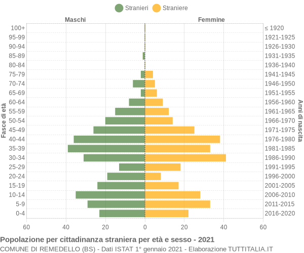 Grafico cittadini stranieri - Remedello 2021