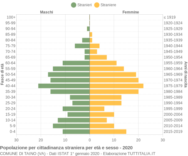 Grafico cittadini stranieri - Taino 2020