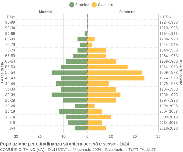 Grafico cittadini stranieri - Taino 2024