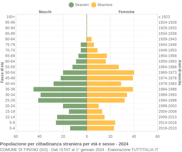 Grafico cittadini stranieri - Tirano 2024