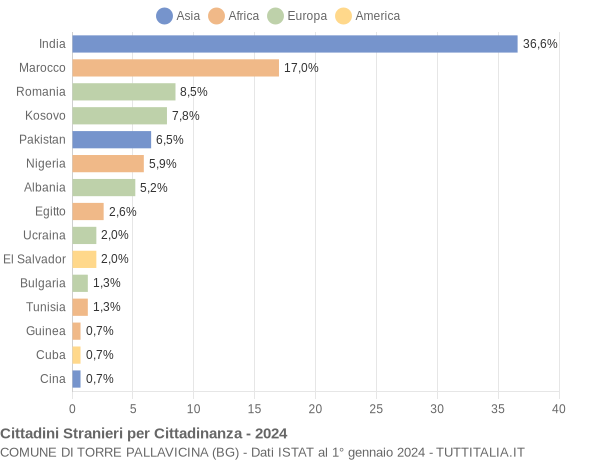 Grafico cittadinanza stranieri - Torre Pallavicina 2024