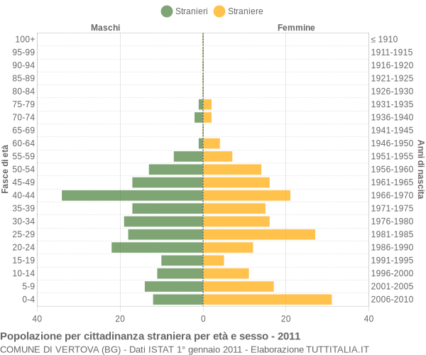 Grafico cittadini stranieri - Vertova 2011