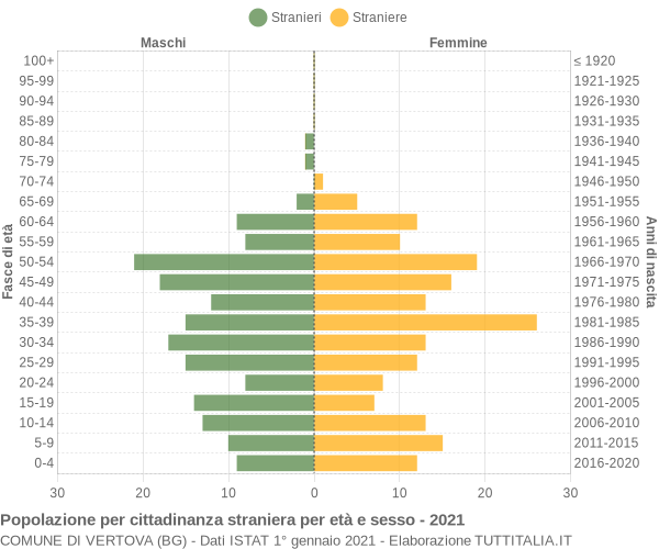 Grafico cittadini stranieri - Vertova 2021