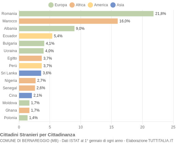 Grafico cittadinanza stranieri - Bernareggio 2019