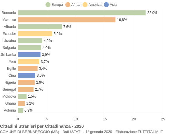 Grafico cittadinanza stranieri - Bernareggio 2020