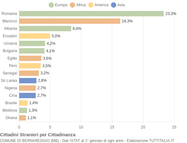 Grafico cittadinanza stranieri - Bernareggio 2022