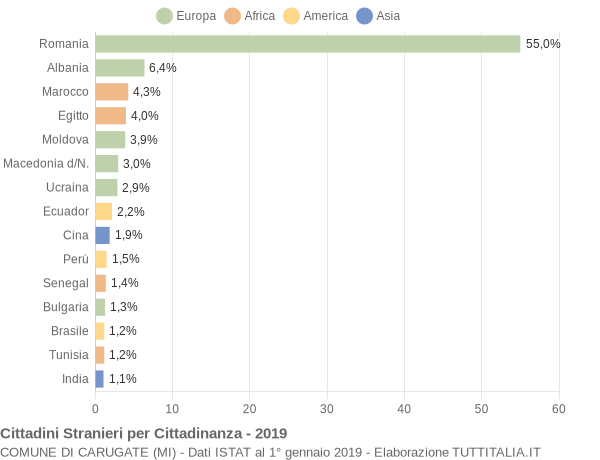 Grafico cittadinanza stranieri - Carugate 2019