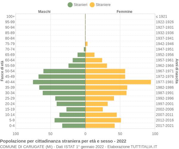 Grafico cittadini stranieri - Carugate 2022