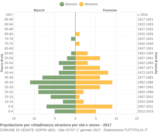 Grafico cittadini stranieri - Cenate Sopra 2017