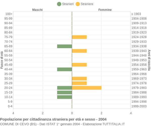 Grafico cittadini stranieri - Cevo 2004