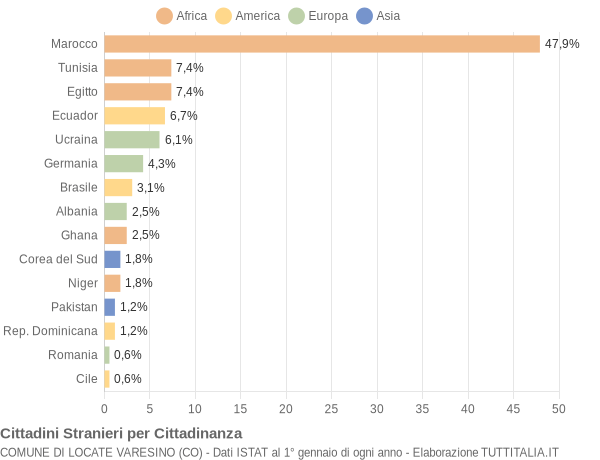 Grafico cittadinanza stranieri - Locate Varesino 2005