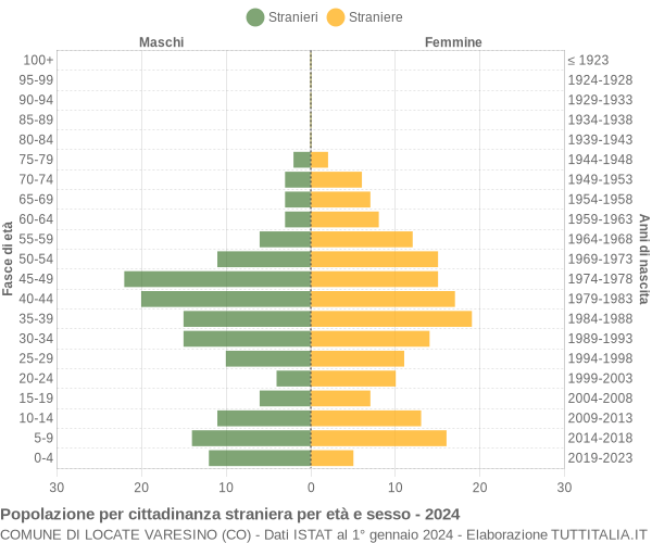 Grafico cittadini stranieri - Locate Varesino 2024