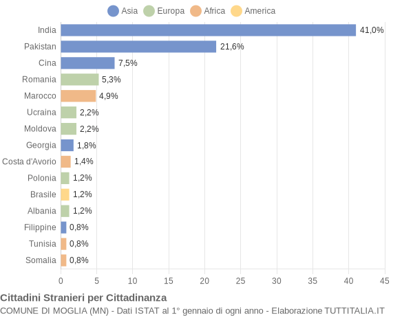 Grafico cittadinanza stranieri - Moglia 2021