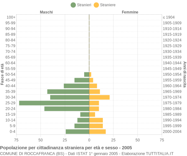 Grafico cittadini stranieri - Roccafranca 2005