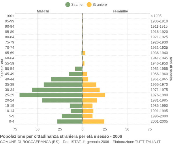 Grafico cittadini stranieri - Roccafranca 2006
