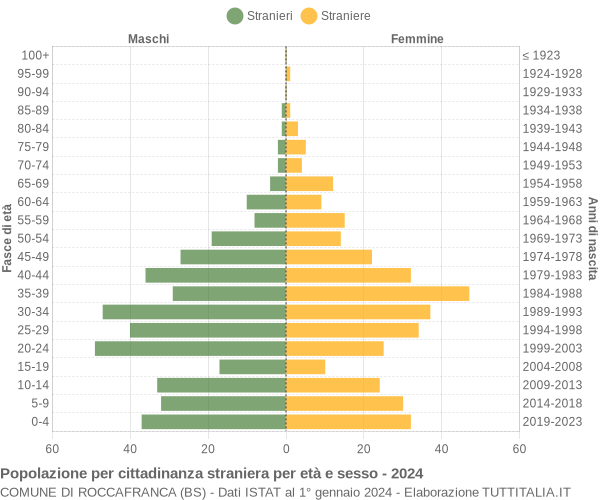 Grafico cittadini stranieri - Roccafranca 2024